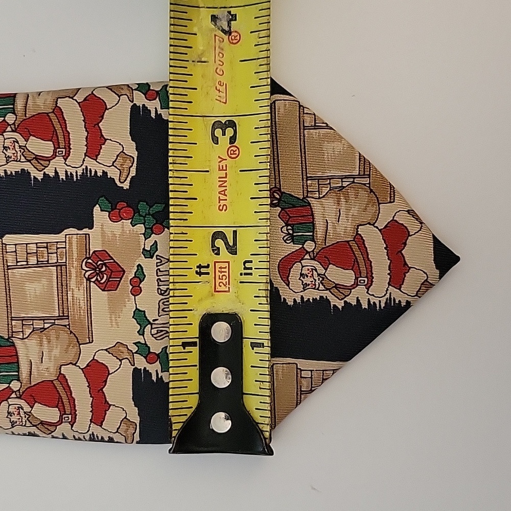 Maison Blanche Italy Silk Neck Tie Merry Christmas Santa Vintage - Picture 5 of 5